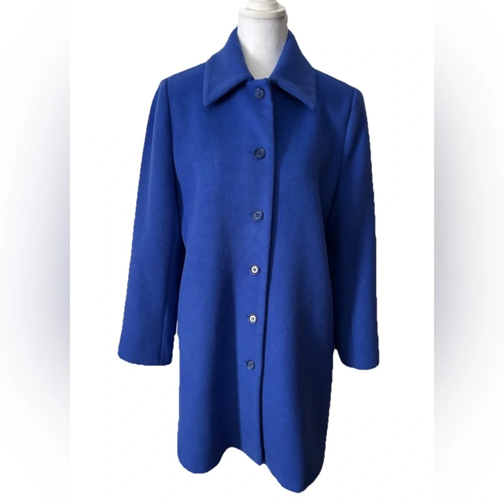 Classics By S. Rothschild Women's 100% Wool Pea Coat Royal Blue size 8 READ